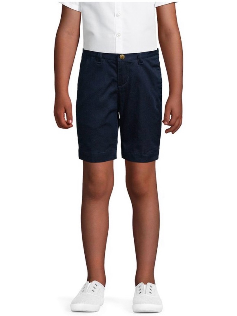 Lands End Boys Slim Plain Front 100% Cotton  Chino Shorts size 5, NWT navy